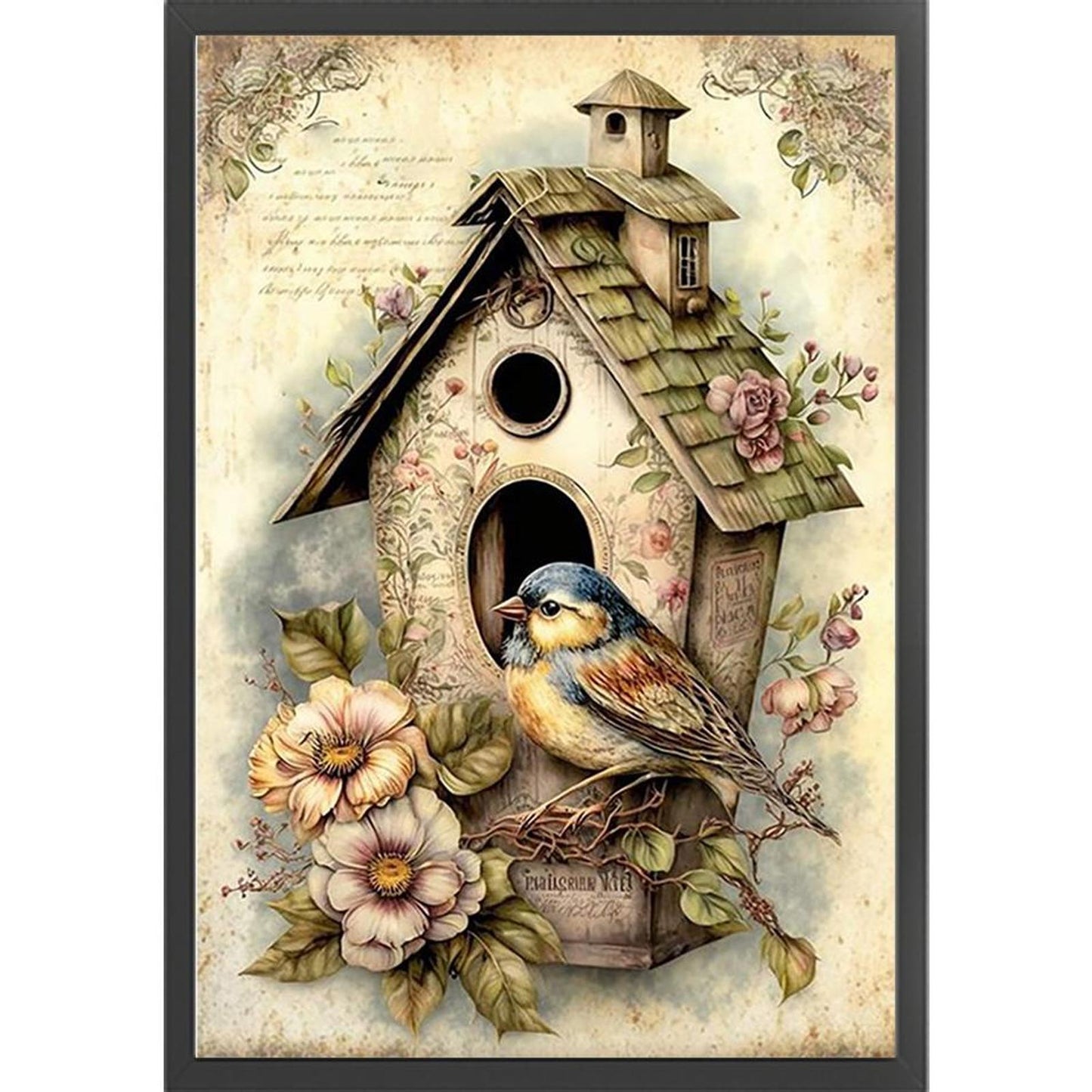 Vintage Poster - Bird'S Nest - Full 11CT Stamped Cross Stitch 40x60CM - Huacan