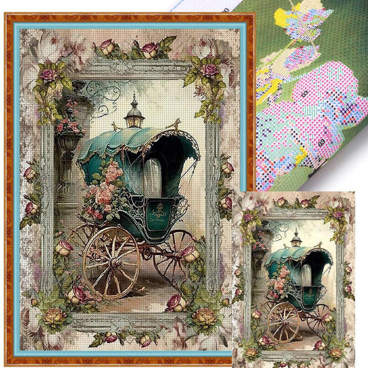 Vintage Poster - Carriage - Full 11CT Stamped Cross Stitch 40x60CM - Huacan
