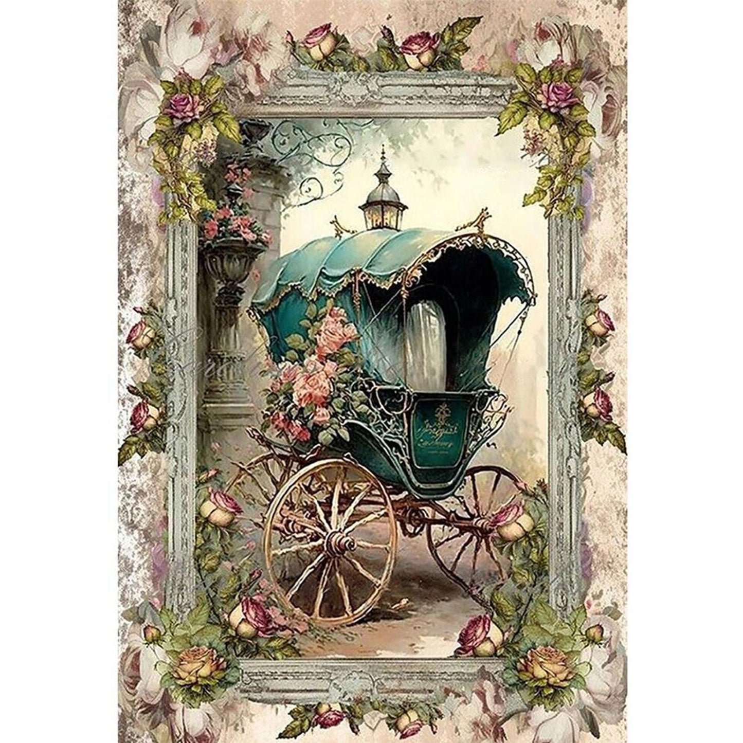 Vintage Poster - Carriage - Full 11CT Stamped Cross Stitch 40x60CM - Huacan