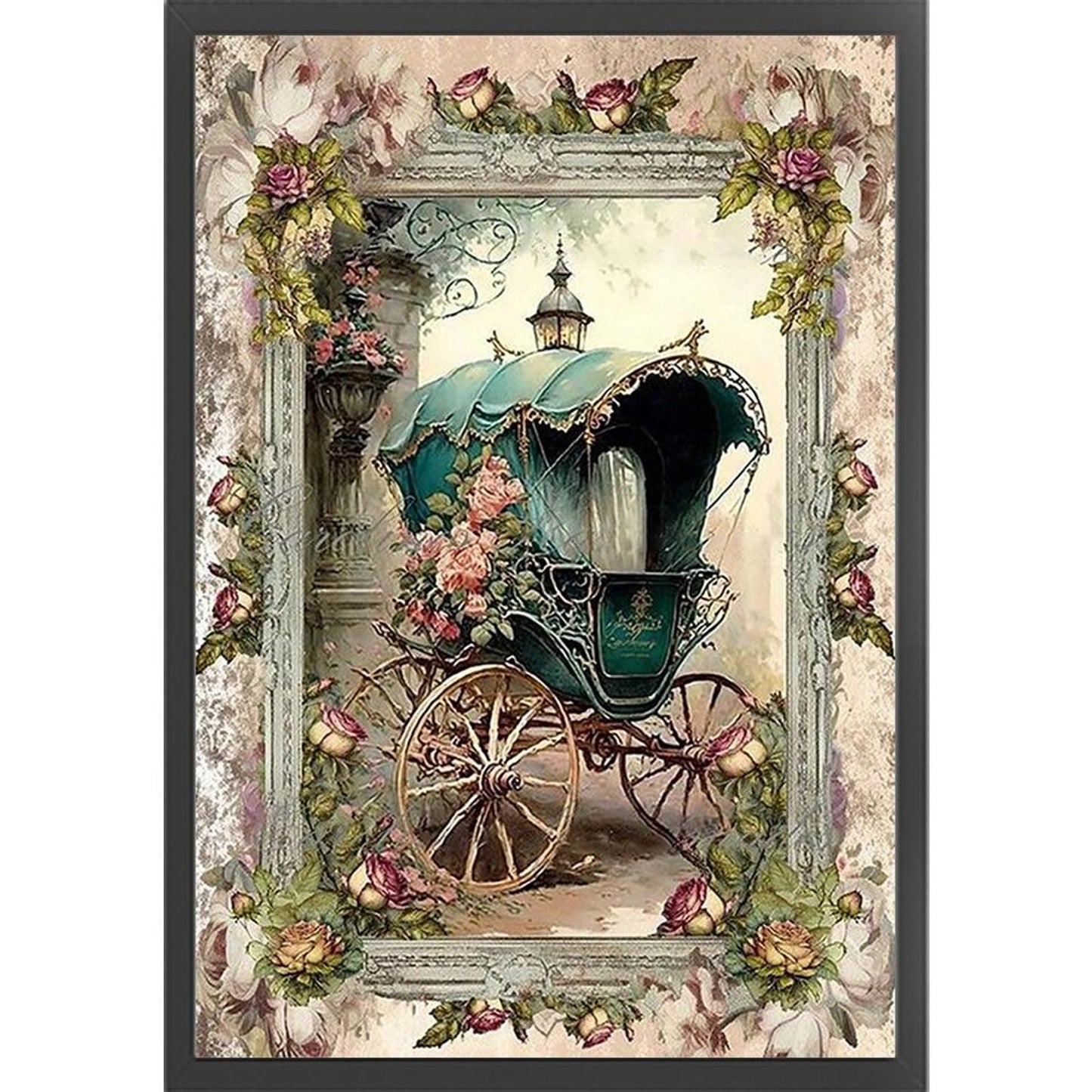 Vintage Poster - Carriage - Full 11CT Stamped Cross Stitch 40x60CM - Huacan