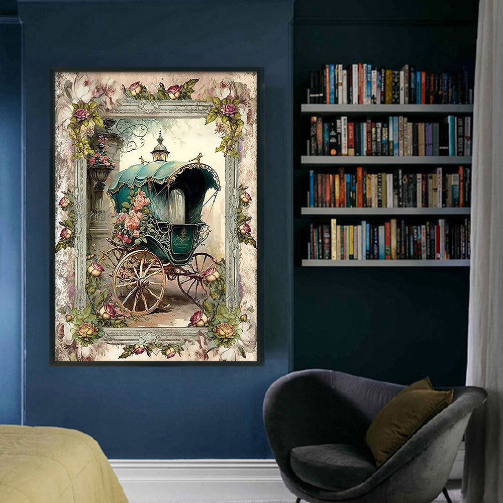 Vintage Poster - Carriage - Full 11CT Stamped Cross Stitch 40x60CM - Huacan