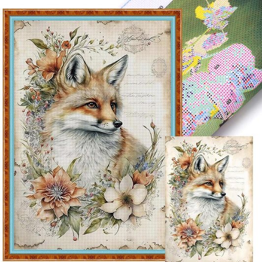 Vintage Poster - Fox - Full 11CT Stamped Cross Stitch 40x60CM - Huacan