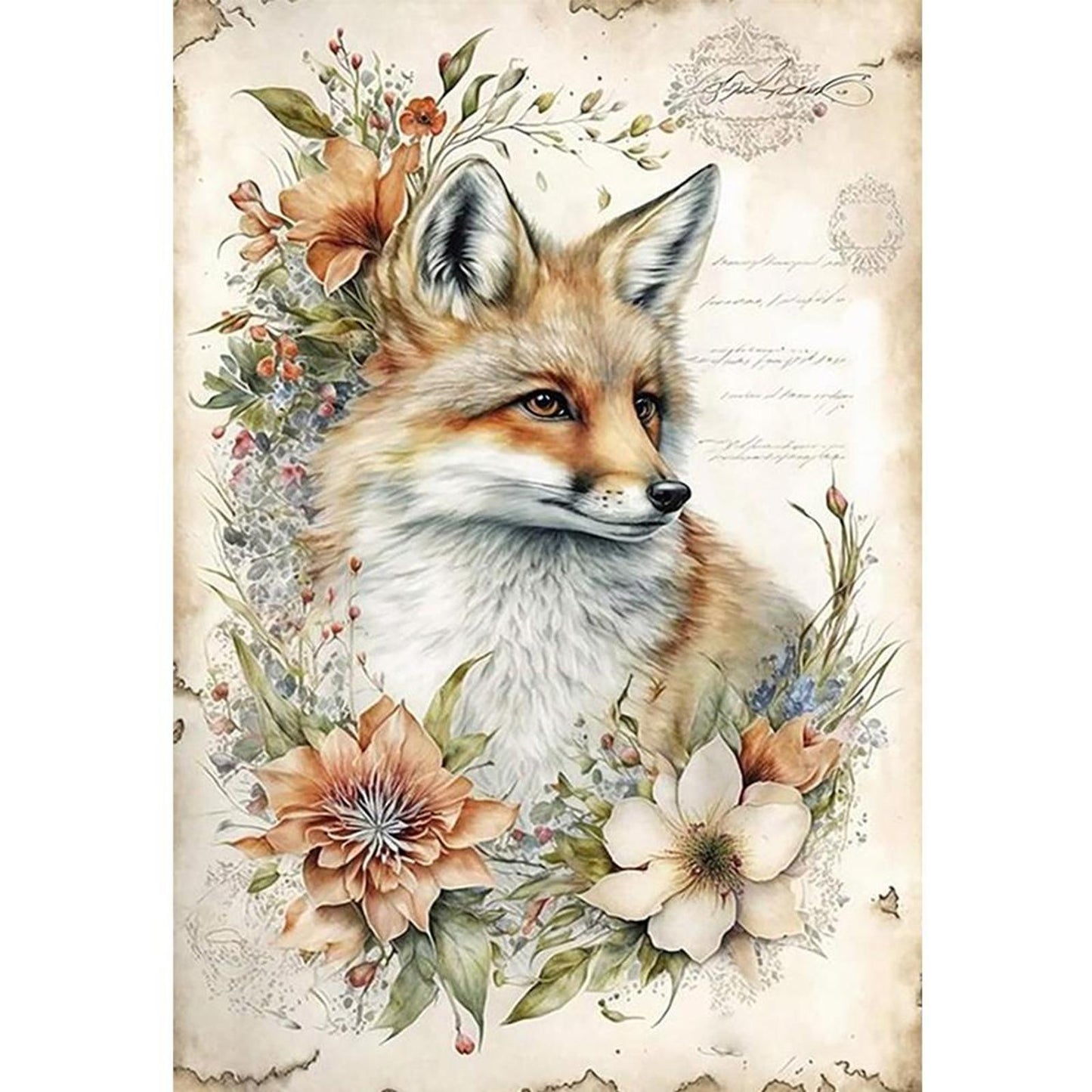 Vintage Poster - Fox - Full 11CT Stamped Cross Stitch 40x60CM - Huacan