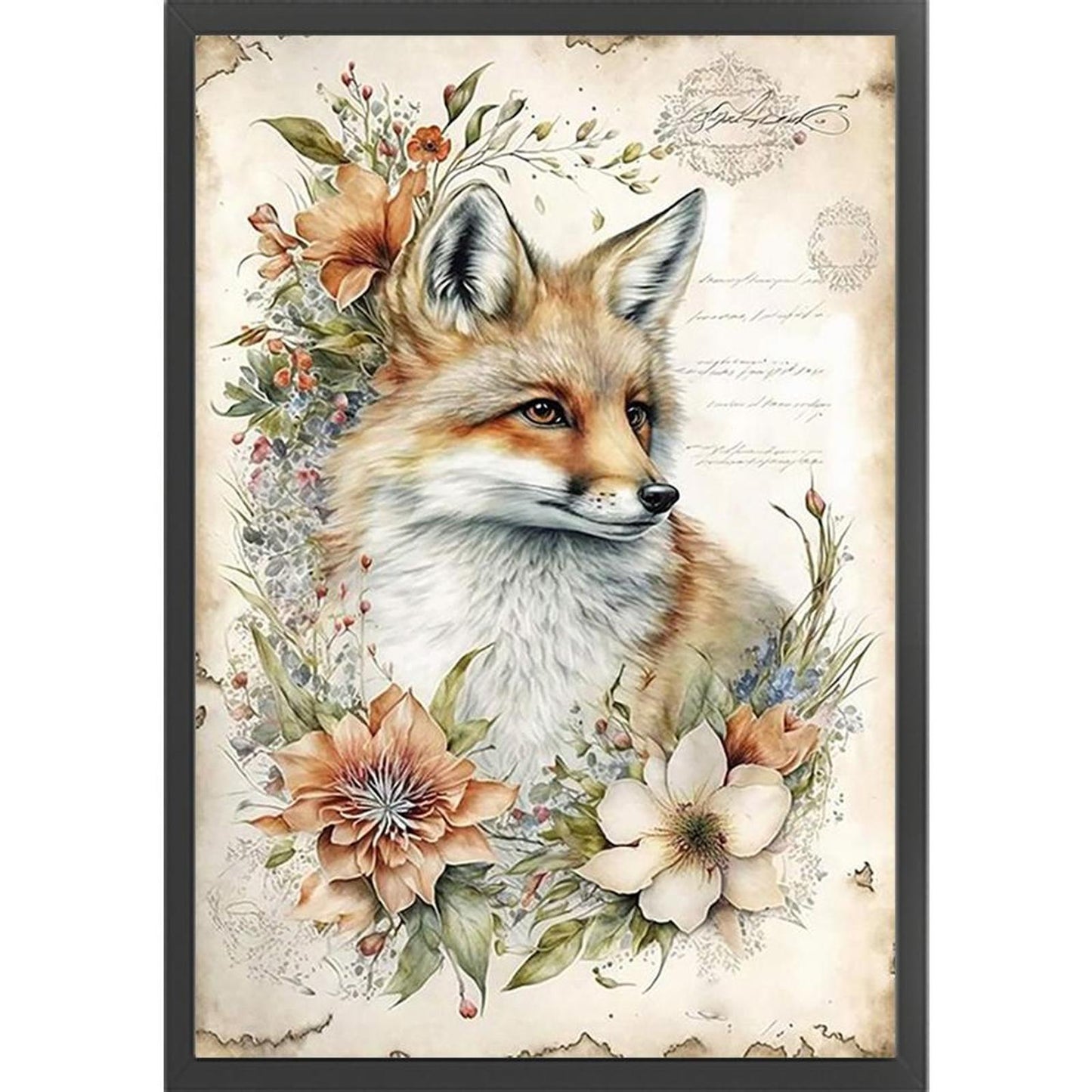 Vintage Poster - Fox - Full 11CT Stamped Cross Stitch 40x60CM - Huacan