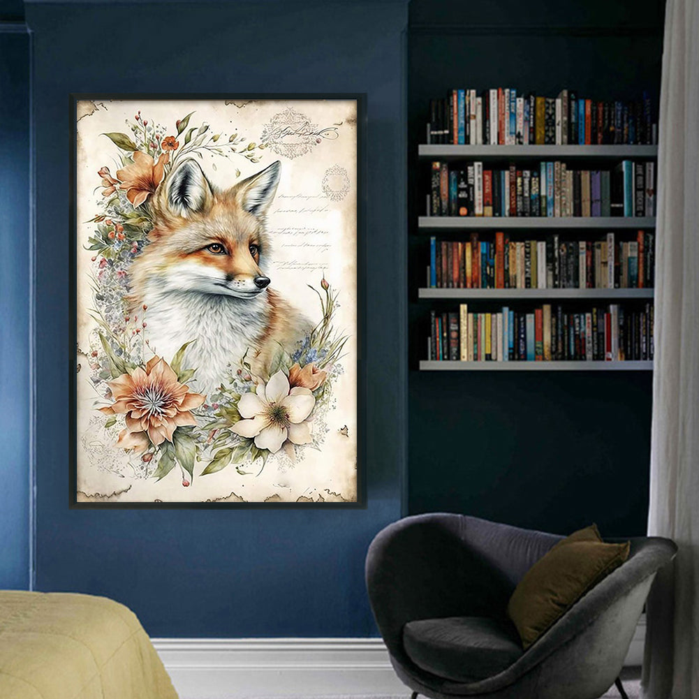 Vintage Poster - Fox - Full 11CT Stamped Cross Stitch 40x60CM - Huacan