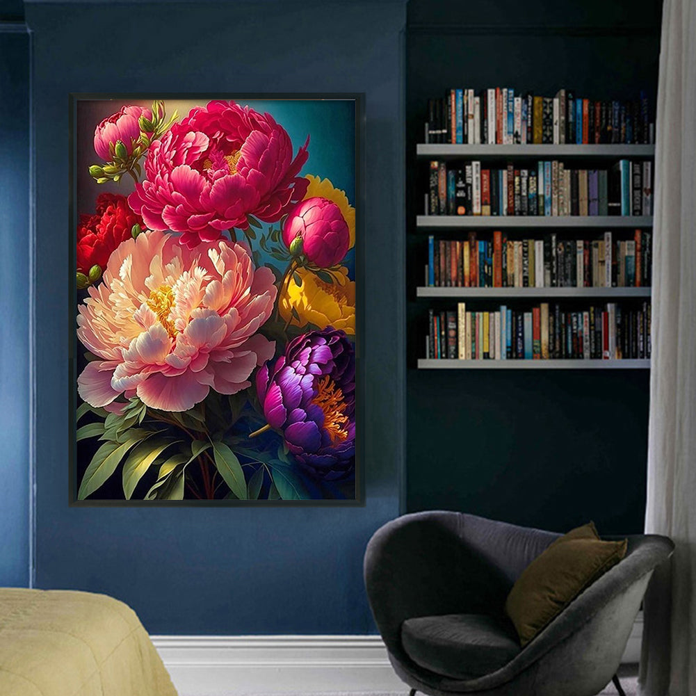 Peony Herb - Full 11CT Stamped Cross Stitch 40x60CM - Huacan