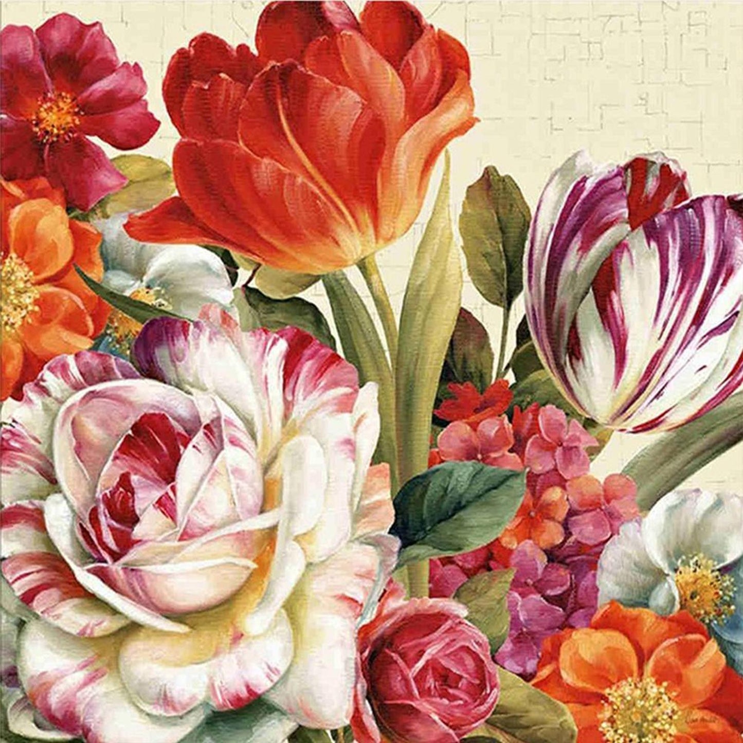 Peony And Tulip - Full 11CT Stamped Cross Stitch 40x60CM - Huacan