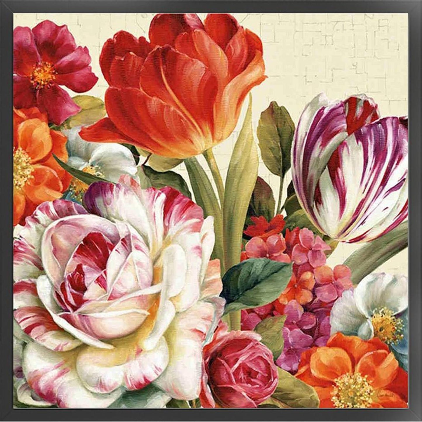 Peony And Tulip - Full 11CT Stamped Cross Stitch 40x60CM - Huacan