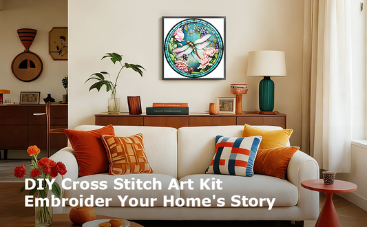 Glass Painting - Dragonfly - Full 18CT Counted Cross Stitch 20x20CM - Huacan