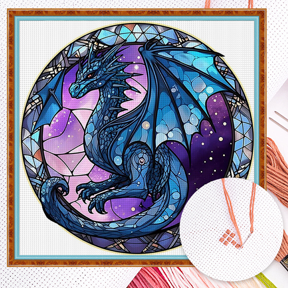 Glass Painting - Pterosaur - Full 18CT Counted Cross Stitch 20x20CM - Huacan