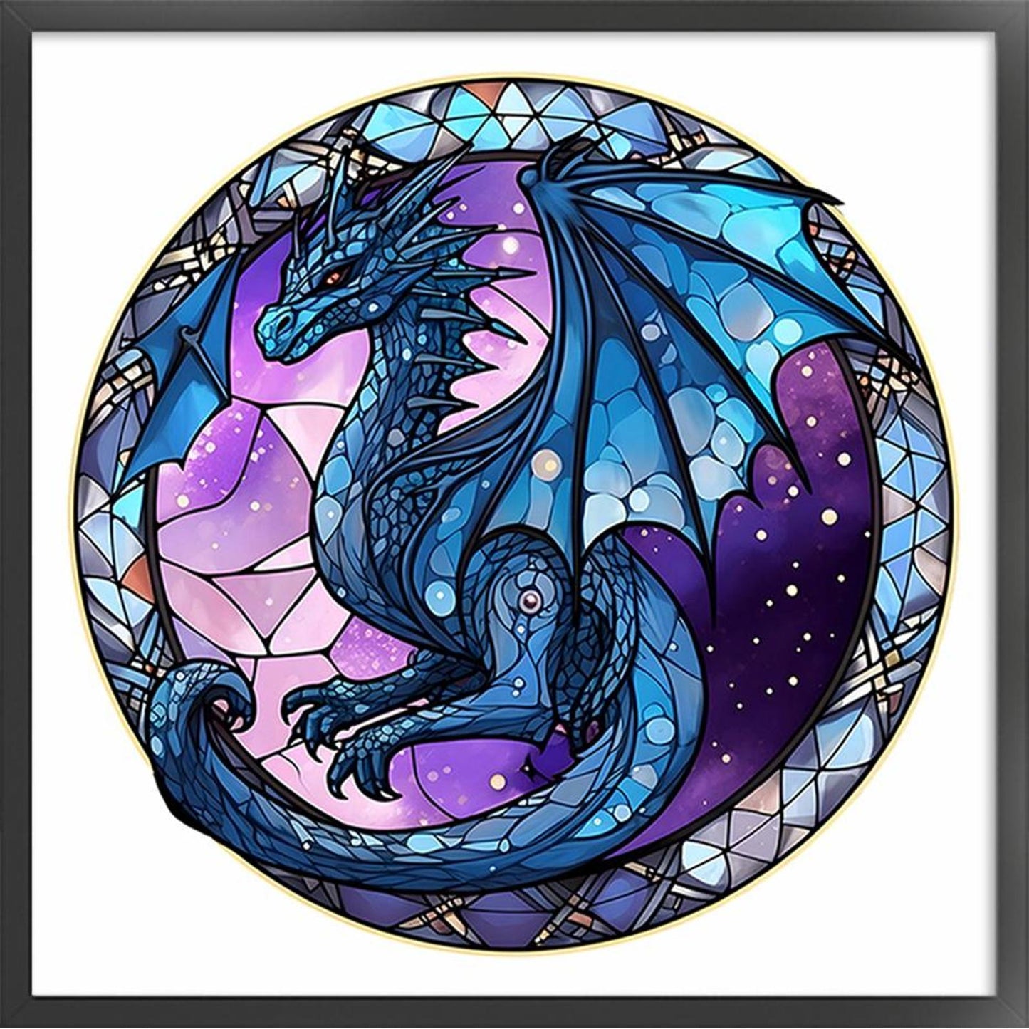 Glass Painting - Pterosaur - Full 18CT Counted Cross Stitch 20x20CM - Huacan