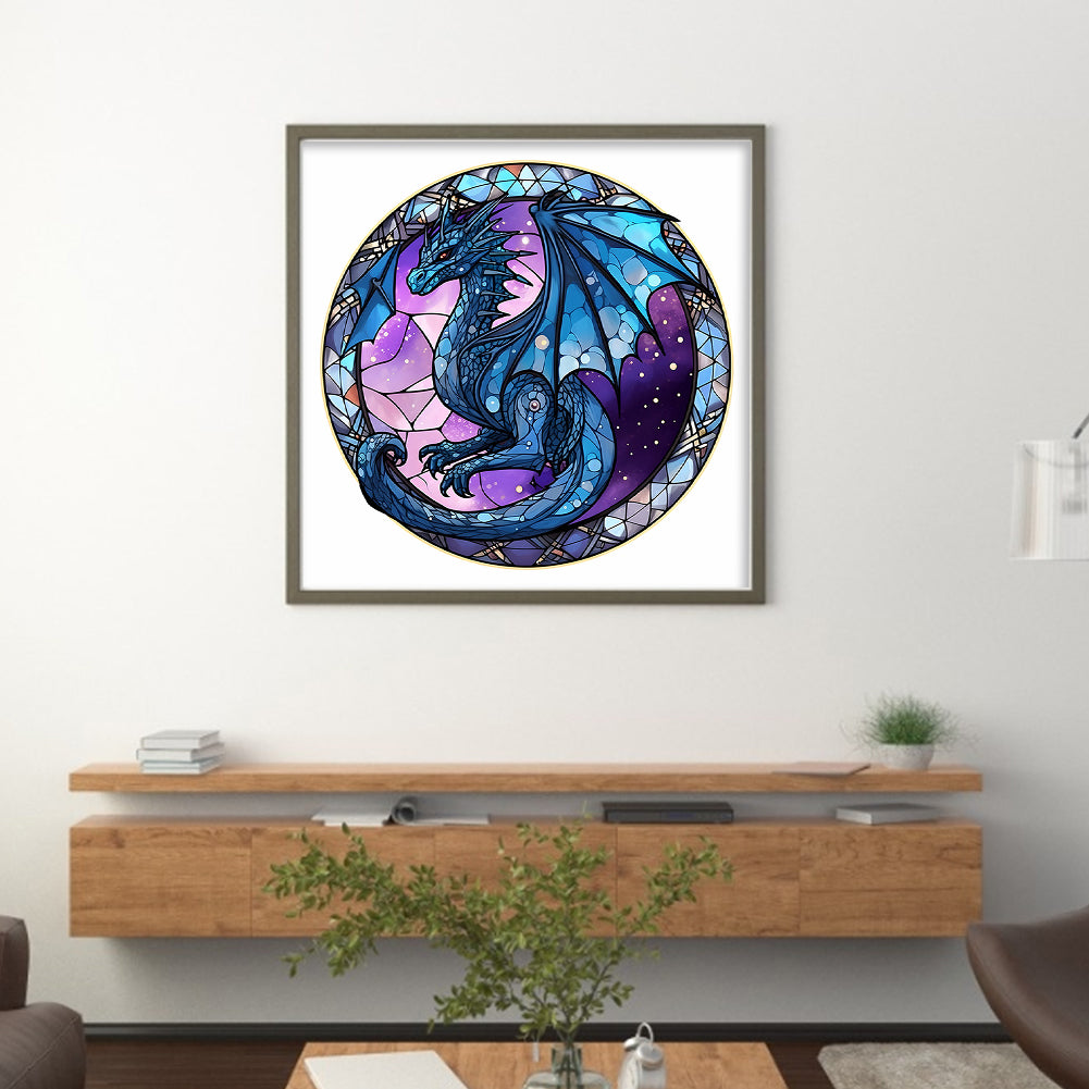 Glass Painting - Pterosaur - Full 18CT Counted Cross Stitch 20x20CM - Huacan