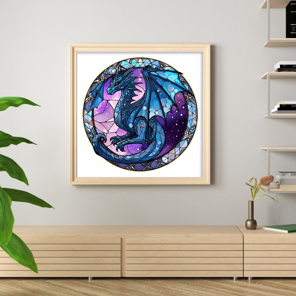 Glass Painting - Pterosaur - Full 18CT Counted Cross Stitch 20x20CM - Huacan