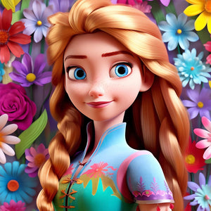 Princess Elsa 40*40CM(Picture) Partial AB Full Square Drill Diamond Painting