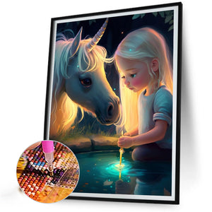 Unicorn Girl 40*50CM(Picture) Full Round Drill Diamond Painting