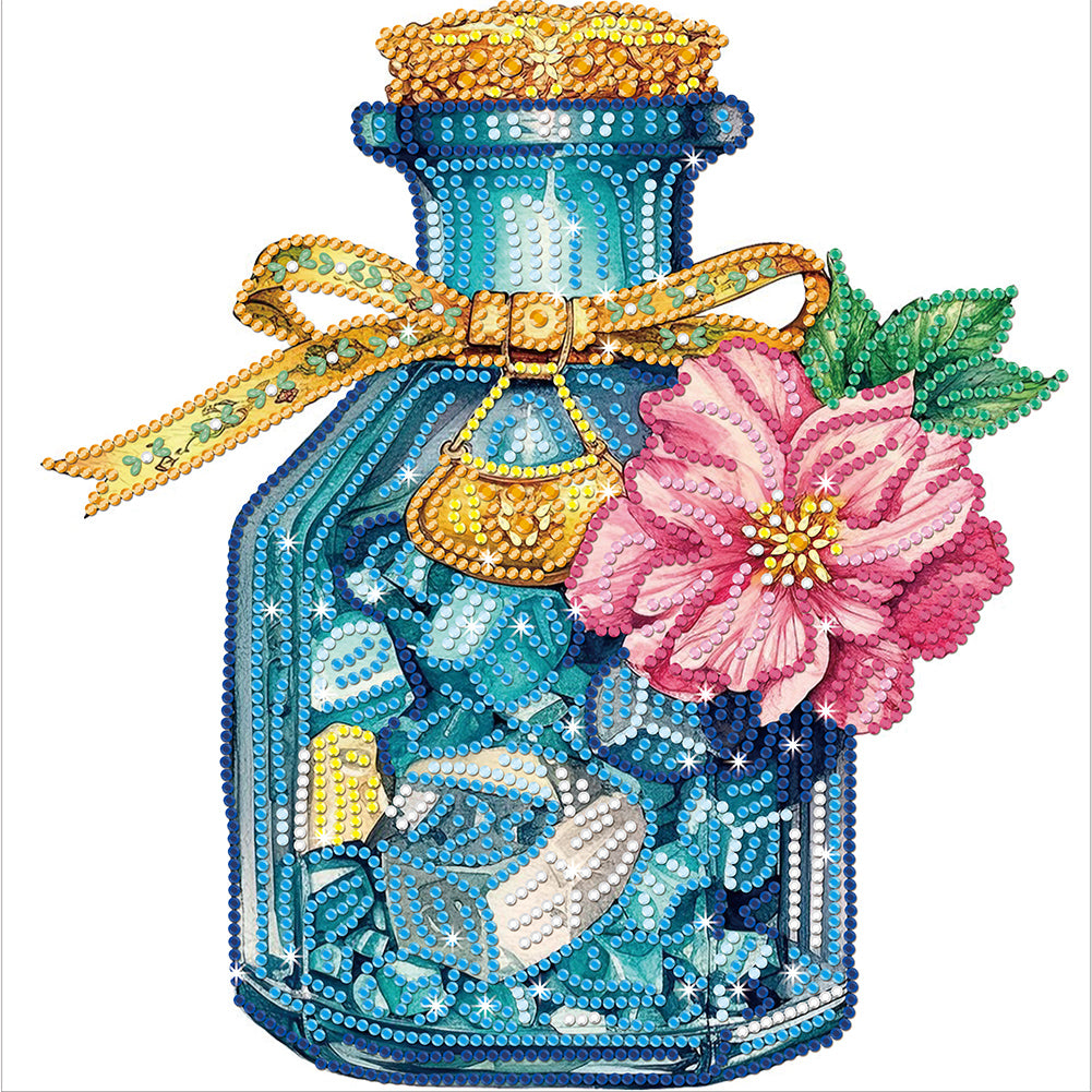 Flowers And Glass Bottle 30*30CM(Canvas) Partial Special Shaped Drill Diamond Painting