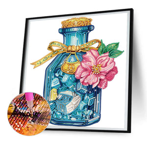 Flowers And Glass Bottle 30*30CM(Canvas) Partial Special Shaped Drill Diamond Painting