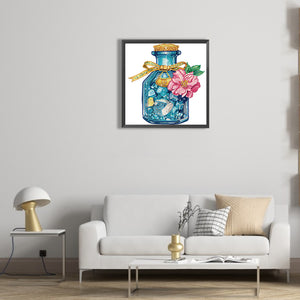 Flowers And Glass Bottle 30*30CM(Canvas) Partial Special Shaped Drill Diamond Painting