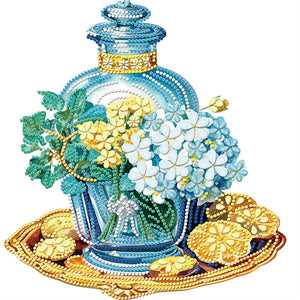 Flowers And Glass Bottle 30*30CM(Canvas) Partial Special Shaped Drill Diamond Painting
