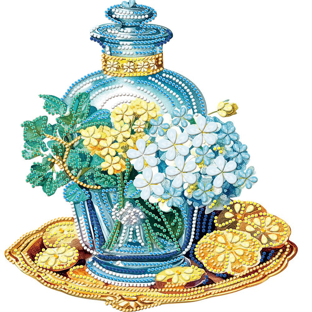 Flowers And Glass Bottle 30*30CM(Canvas) Partial Special Shaped Drill Diamond Painting