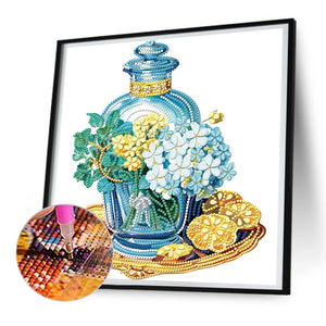 Flowers And Glass Bottle 30*30CM(Canvas) Partial Special Shaped Drill Diamond Painting