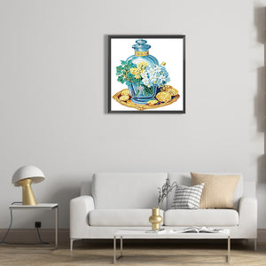 Flowers And Glass Bottle 30*30CM(Canvas) Partial Special Shaped Drill Diamond Painting