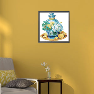 Flowers And Glass Bottle 30*30CM(Canvas) Partial Special Shaped Drill Diamond Painting