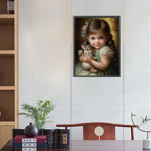 Load image into Gallery viewer, Girl Holding A Rabbit 40*55CM(Picture) Full Round Drill Diamond Painting
