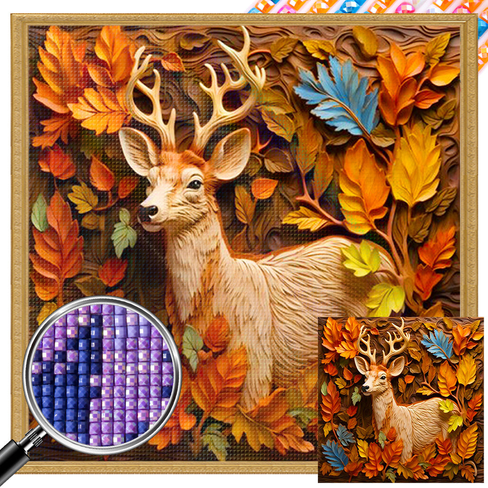 Elk Relief 40*40CM(Picture) Partial AB Full Square Drill Diamond Painting