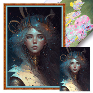 Huancan - Silver-Haired Beauty - 40*60CM 11CT 3 Stamped Cross Stitch