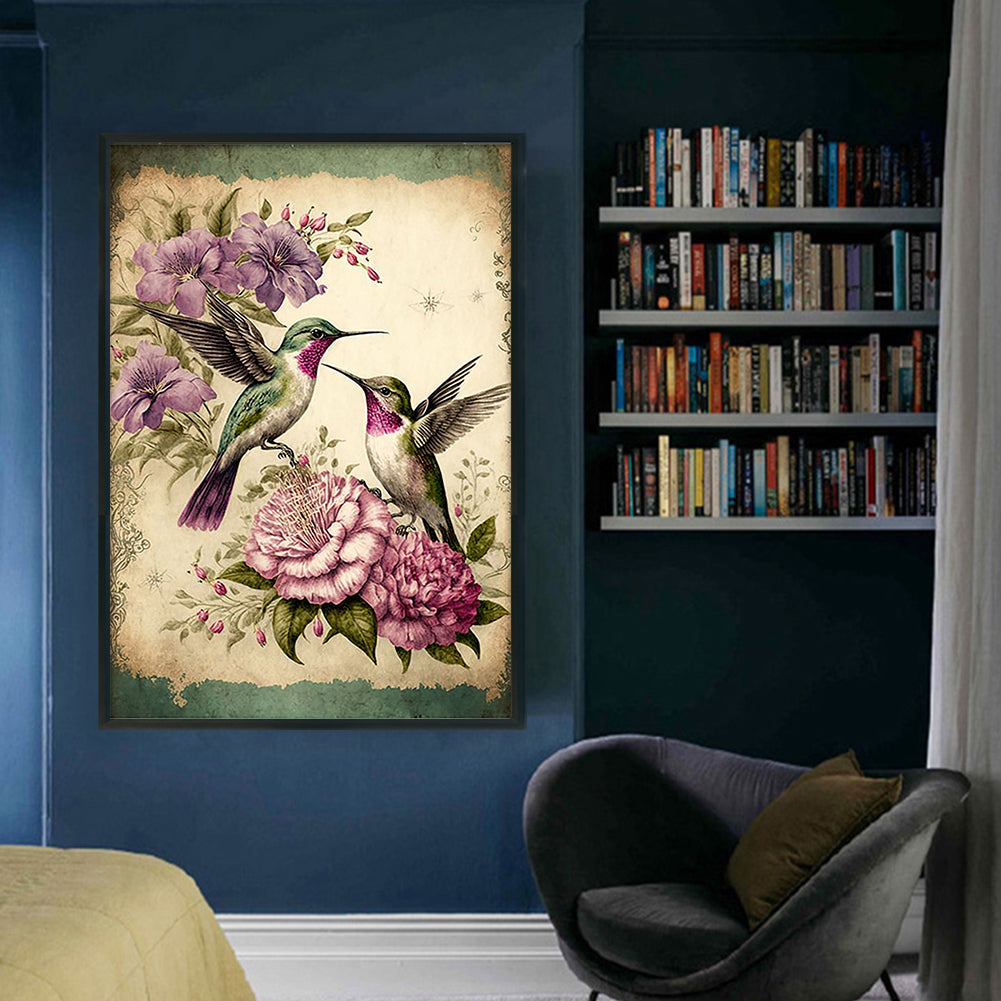 Hummingbird And Fresh Flowers - Full 11CT Stamped Cross Stitch 40x60CM - Huacan