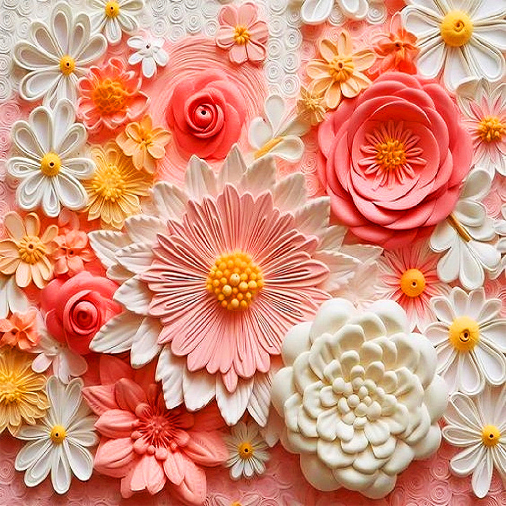 Embroidered Pink Flowers 40*40CM(Canvas) Full Round Drill Diamond Painting