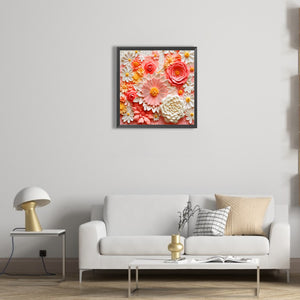 Embroidered Pink Flowers 40*40CM(Canvas) Full Round Drill Diamond Painting