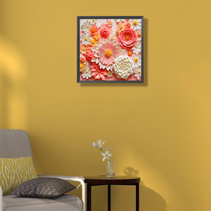 Embroidered Pink Flowers 40*40CM(Canvas) Full Round Drill Diamond Painting