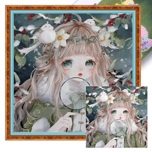 Yishu - Cute Little Girl In Ancient Times - 80*80CM 11CT 3 Stamped Cross Stitch