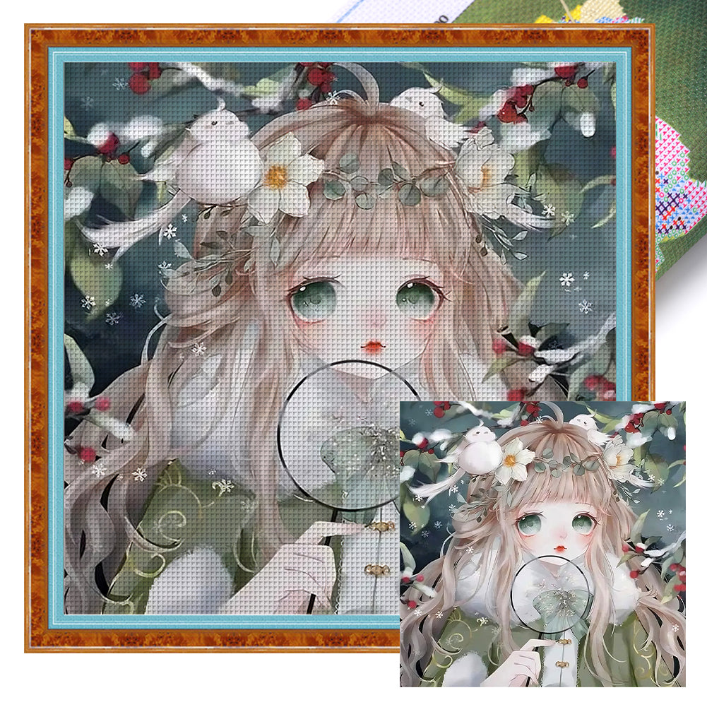 Yishu - Cute Little Girl In Ancient Times - 80*80CM 11CT 3 Stamped Cross Stitch