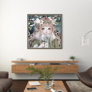 Yishu - Cute Little Girl In Ancient Times - 80*80CM 11CT 3 Stamped Cross Stitch