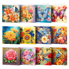 Load image into Gallery viewer, 12PCS DIY Bird Flower Diamond Painting Greeting Card Set for Holidays Festivals
