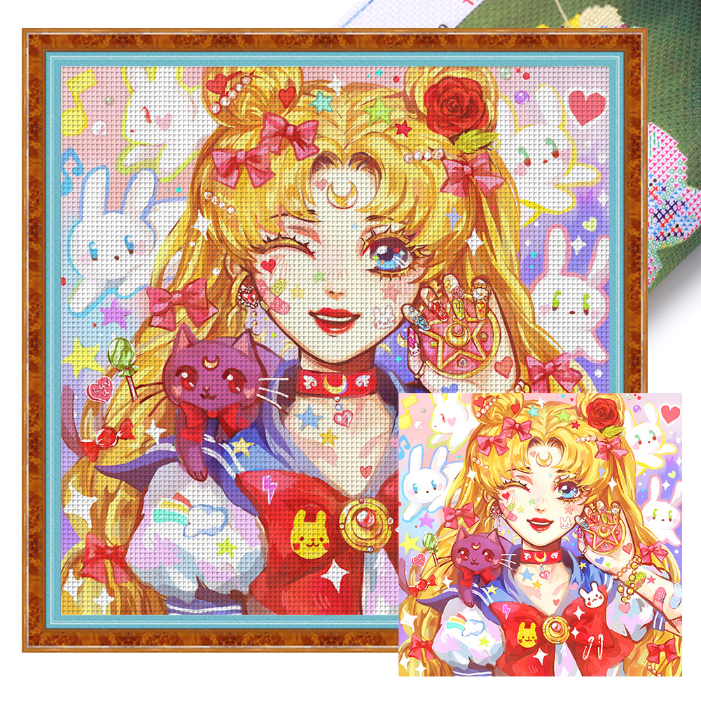 Huancan - Sailor Moon Sailor Moon - 50*50CM 11CT 3 Stamped Cross Stitch