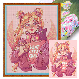 Huancan - Sailor Moon Sailor Moon - 50*65CM 11CT 3 Stamped Cross Stitch