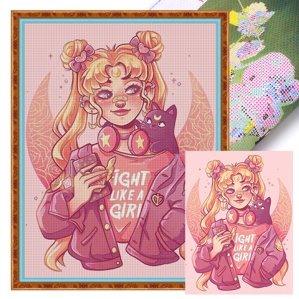 Huancan - Sailor Moon Sailor Moon - 50*65CM 11CT 3 Stamped Cross Stitch