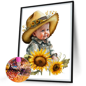 Sunflower Cowboy 30*40CM(Canvas) Full Round Drill Diamond Painting