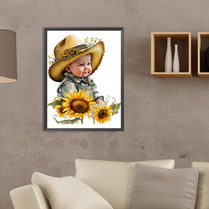Sunflower Cowboy 30*40CM(Canvas) Full Round Drill Diamond Painting