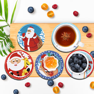 6PCS Christmas Acrylic Diamond Art Coasters with Holder (Christmas Edition)