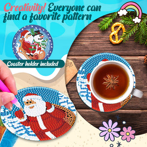 6PCS Christmas Acrylic Diamond Art Coasters with Holder (Christmas Edition)