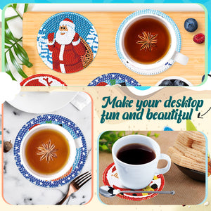 6PCS Christmas Acrylic Diamond Art Coasters with Holder (Christmas Edition)