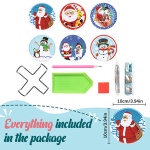 6PCS Christmas Acrylic Diamond Art Coasters with Holder (Christmas Edition)