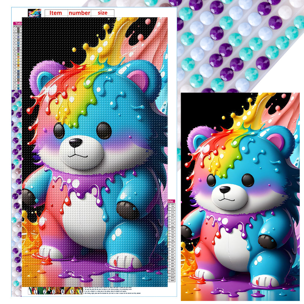 Colorful Water Drop Bear 40*70CM(Canvas) Full Round Drill Diamond Painting