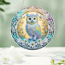 Load image into Gallery viewer, DIY Crystal Diamond Pendant Single-sided 5D Round for Home Garden (Owl)
