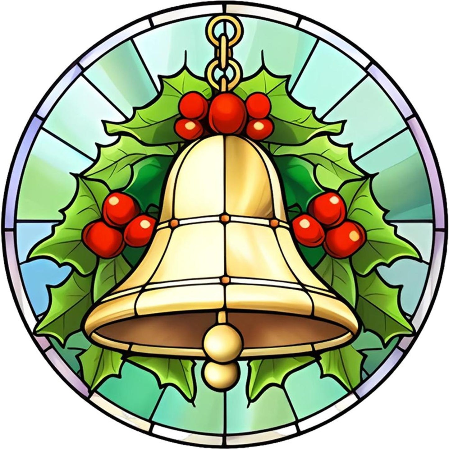 Glass Painting - Christmas Bell - Full 18CT Stamped Cross Stitch 20x20CM - Huacan